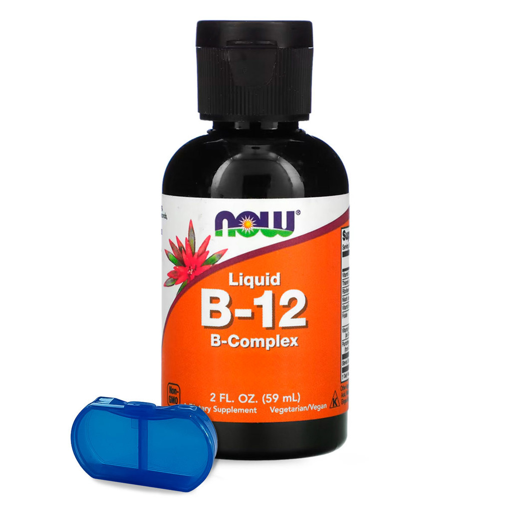 Complexo de Vitamina B-12 Now Foods 59ml + Porta Cápsulas