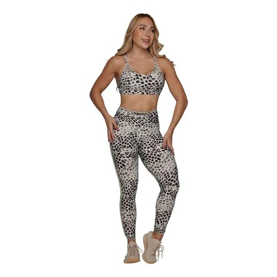 Conjunto Legging Live Empina Bumbum Ophira + Top Moving Cinza Único