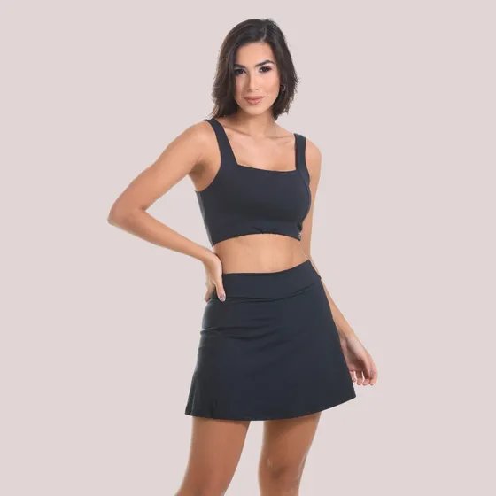 Conjunto Short Saia Top Fitness Beach Tenis Academia Bolsos