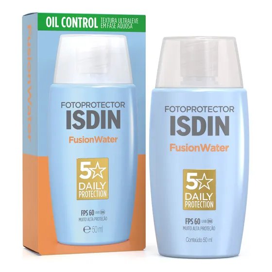 ISDIN Protetor Solar Facial Fusion Water 5 Stars Sem Cor FPS 60 - 50ml