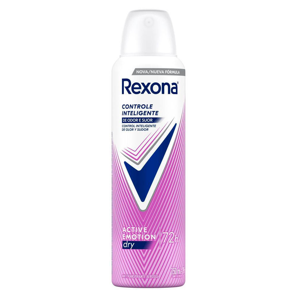 Kit 3 Desodorante Rexona Aerosol Controle Inteligente de Odor e Suor Active Emotion Dry 72h Antitranspirante 150ml