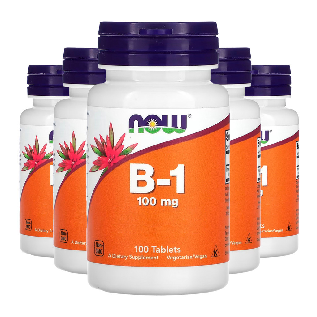Kit 5x Vitamina B-1 100mg Now Foods 100 Veg Tablets Importado /Made in Usa