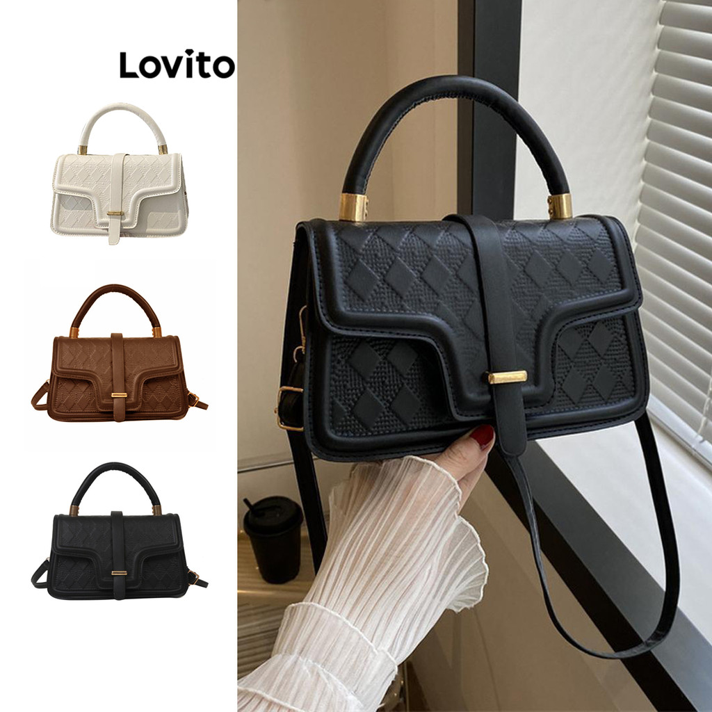 Lovito Casual simples projetado aba diário pequena bolsa de ombro para mulher LFA71247