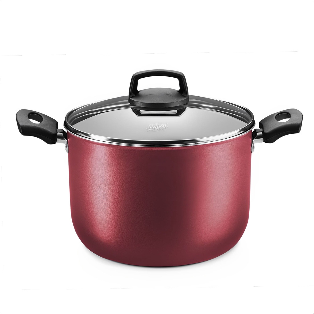 Panela Caldeirão 5,5L Com Tampa de Vidro Alumínio Com Revestimento Antiaderente Vermelho Cereja N22 MTA - 8970
