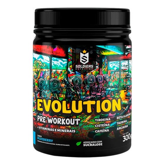 Pré-Treino Evolution Workout 300g Termogênico Sabor Blueberry Soldiers Nutrition