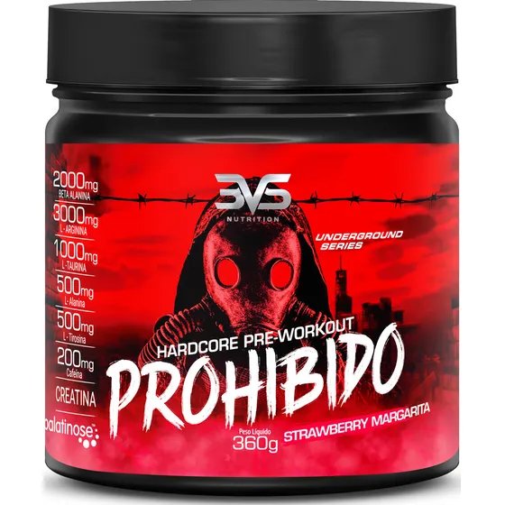 PROHIBIDO PRÉ TREINO 360g - Sabor: Strawberry Margarita (Morango) - A Combinação