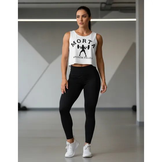 Regata Cropped Blusinha Cavada Feminina Academia Morta Porém