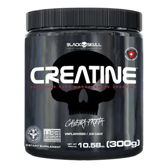 Suplemento Em Pó Creatina 300g Pura Black Skull Sem Sabor Potencialize Sua Força