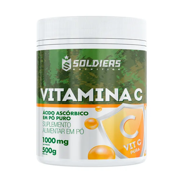 Vitamina C em Pó Ácido Ascórbico 500g 100% Puro Importado Soldiers Nutrition Multivitamínico Completo Saúde Imunidade