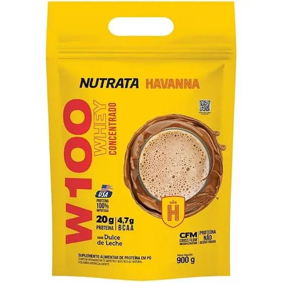 W100 Whey Concentrado Refil Pouch 900g Ducle de Leche Havanna Nutrata
