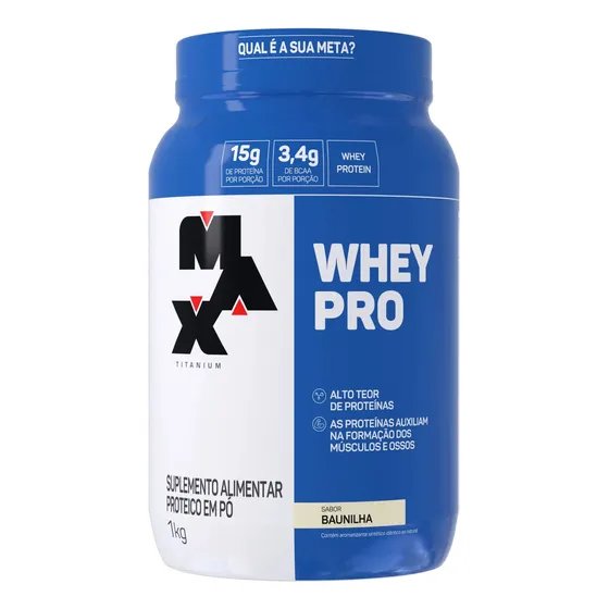 Whey Pro Baunilha Max Titanium Protein Pro Com Bcaa E Aminoácidos 1kg Sabor Baun
