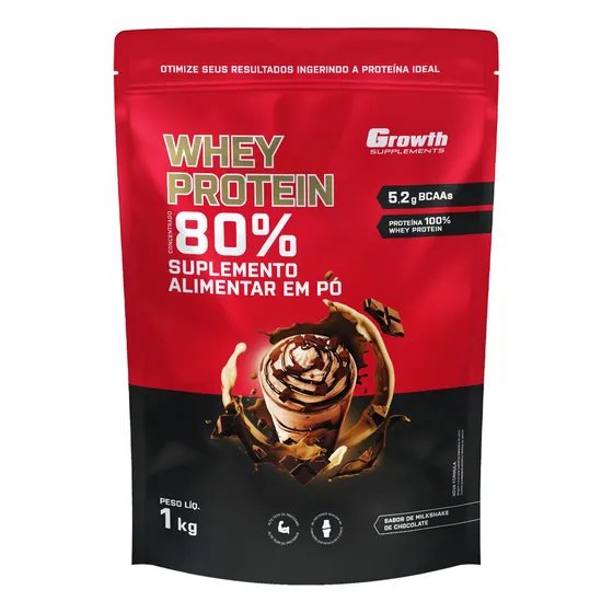Whey Protein Concentrado 1kg Growth Supplements - Milkshake de Chocolate