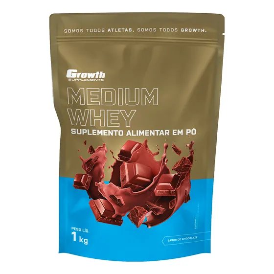 Whey Protein Medium 1kg Growth Supplementos - Chocolate